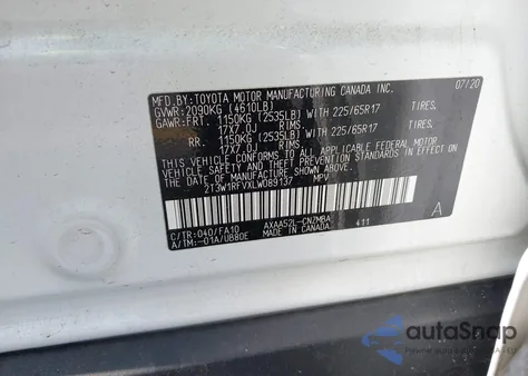 2020 Toyota Rav4 Xle из США, поврежденный, VIN 2T3W1RFVXLW089137